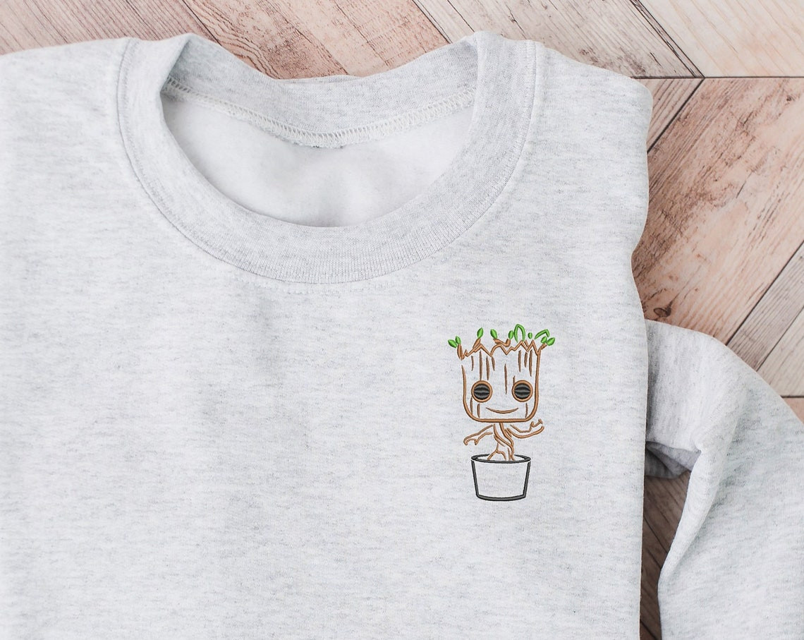 Guardians Groot Embroidered Crewneck Disney Embroidered Sweatshirt Disney Epcot Crewneck Disney Sweatshirt Disney Crewneck