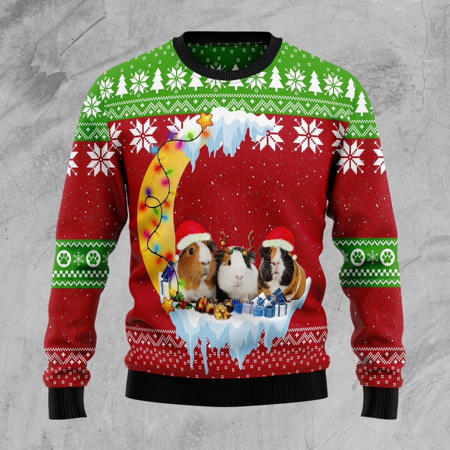 Guinea Pig Love Moon Xmas Ugly Christmas Sweater Ugly Sweater For Men Women