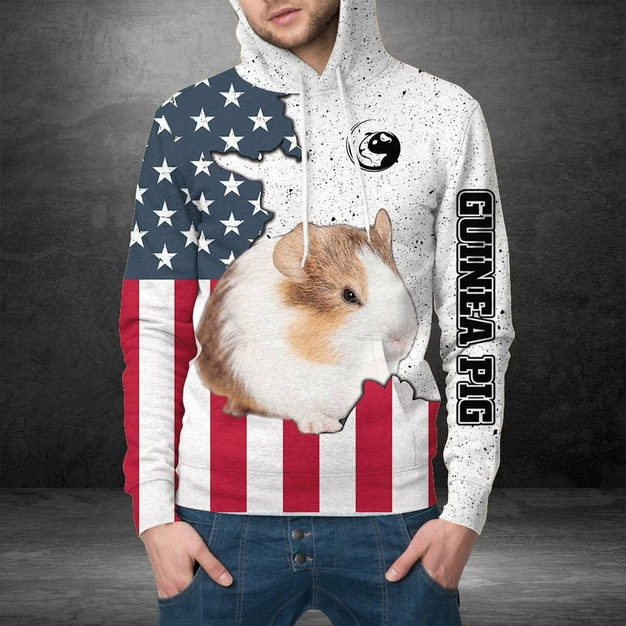 Guinea Pig Us Flag 3d All Over Print Hoodie