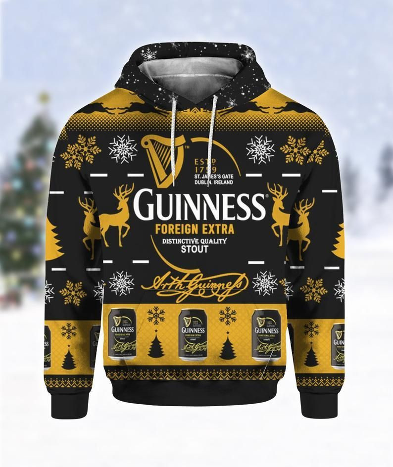 Guinness Foreign Extra Stout Print Ugly Hoodie 3D All Over Print