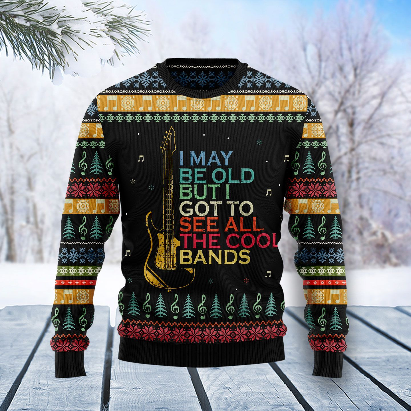 Guitar Old Vintage Ugly Christmas Sweater Ugly Sweater For Men Women, Holiday Sweater