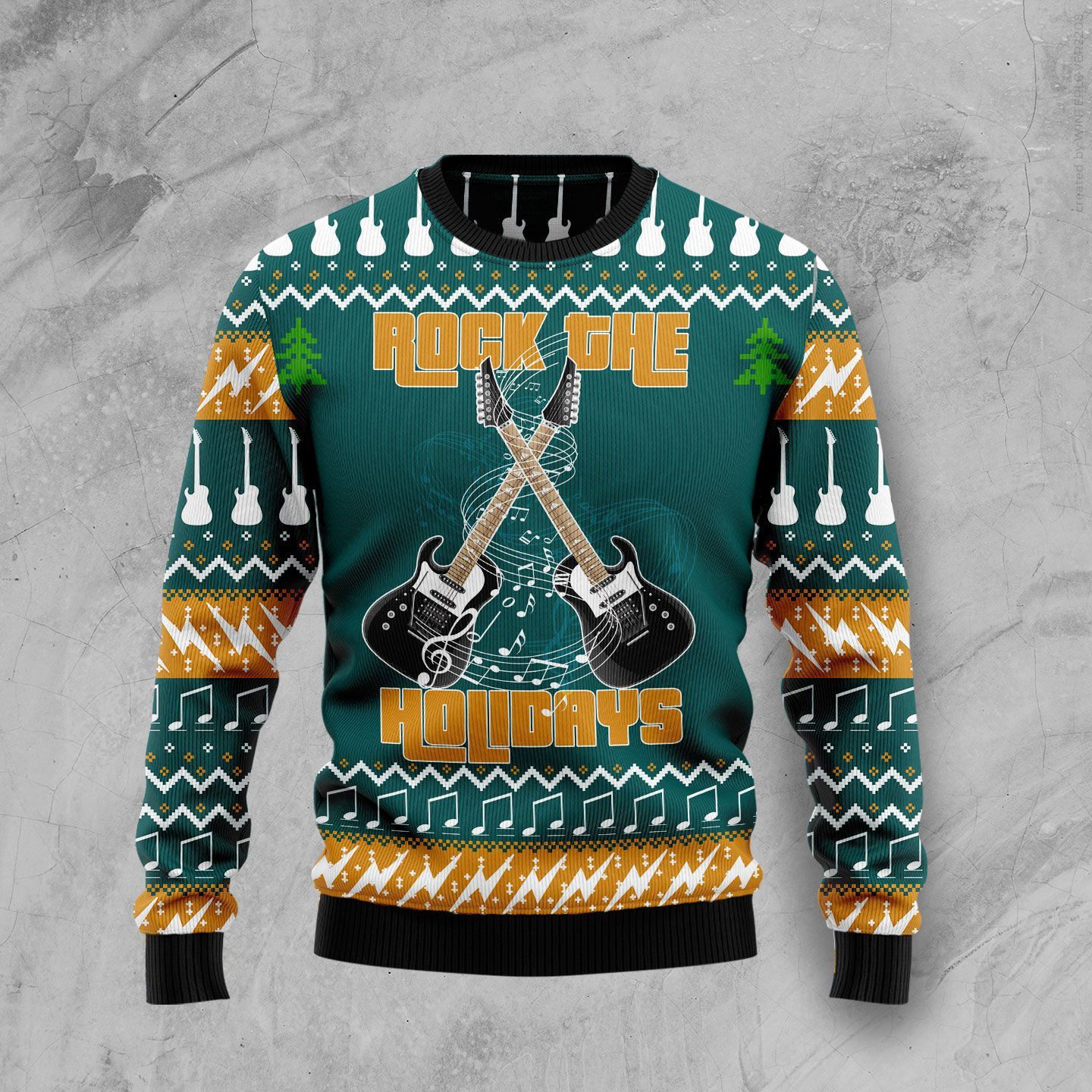 Guitar Rock The Holiday Ugly Christmas Sweater Ugly Sweater For Men Women