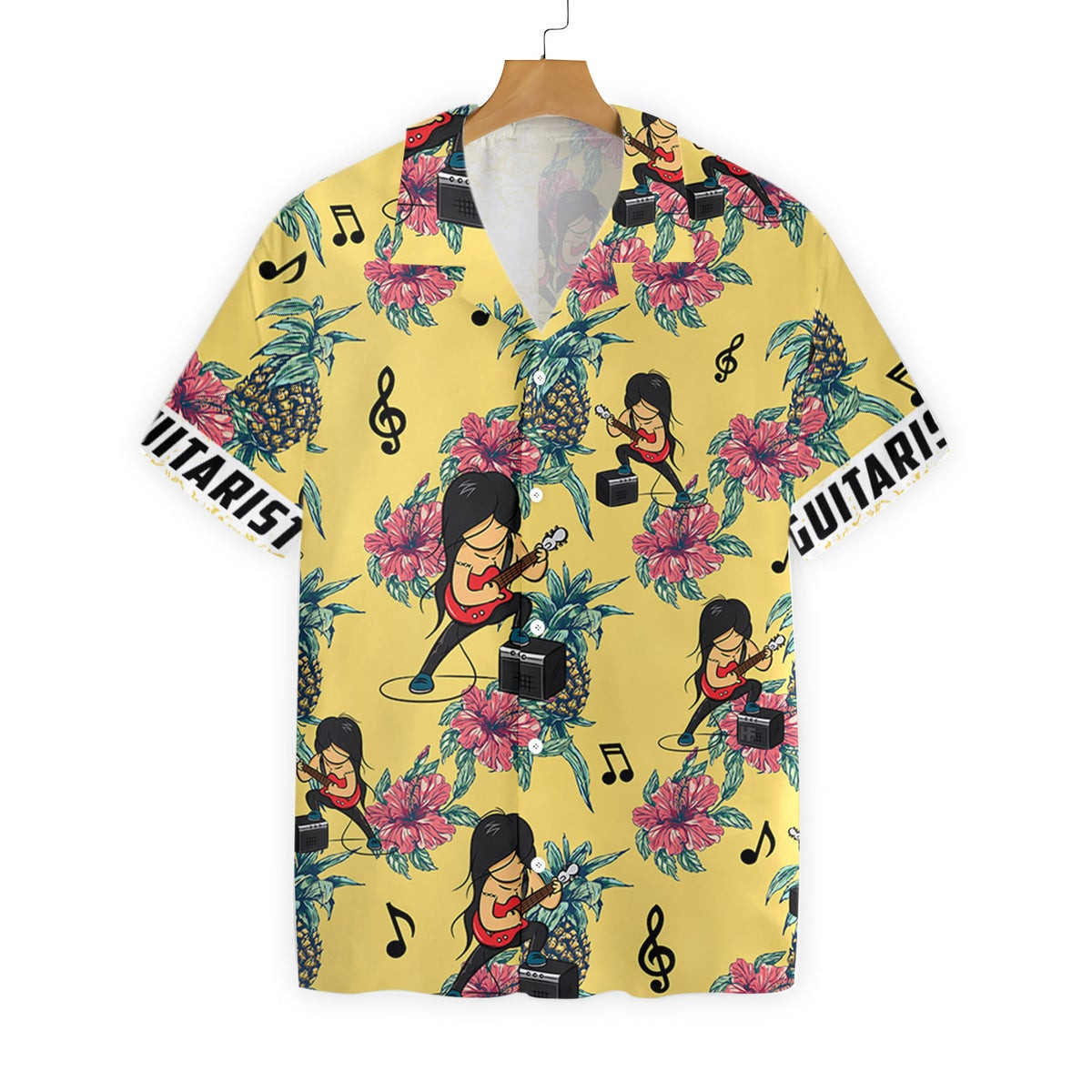 Guitarist Pineapple Seamless Pattern Custom Hawaiian Shirt