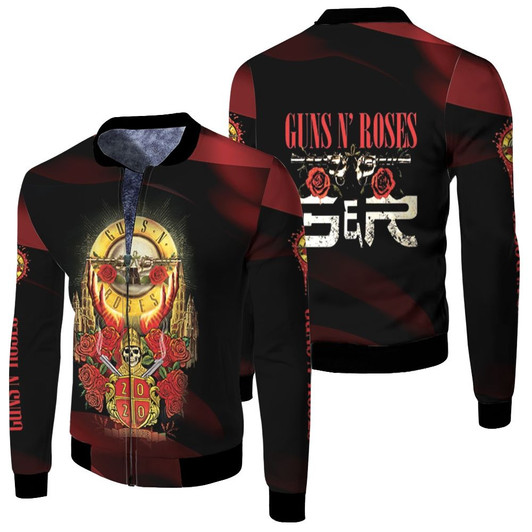 Gun N Roses 2020 Logo Rock Band Black Fleece Bomber Jacket