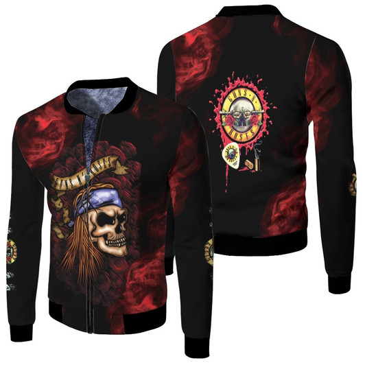 Gun N Roses Axl Rose Rock Band Black Fleece Bomber Jacket