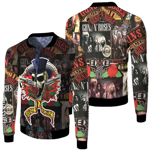 Gun N Roses Special Logo Horror Skull Rock Band Fleece Bomber Jacket