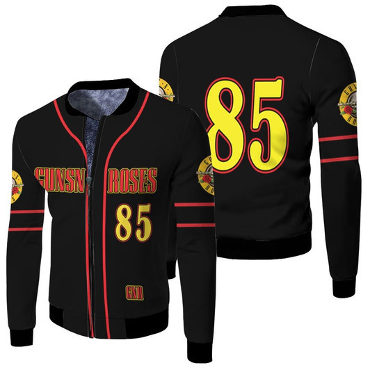 Guns N Roses 85 Rock Band Black Fleece Bomber Jacket