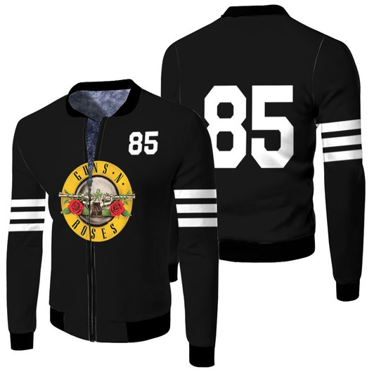 Guns N Roses 85 Rock Band Official Logo Black Fleece Bomber Jacket