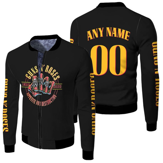 Guns N Roses Appetite For Destruction Rock Band Black Fleece Bomber Jacket