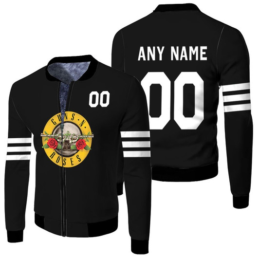 Guns N Roses Rock Band Legend Logo Black Fleece Bomber Jacket