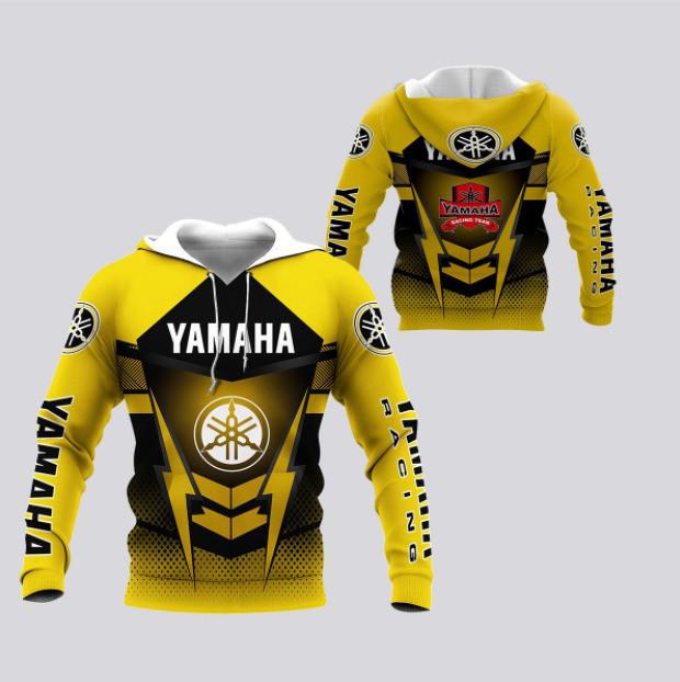 HOT Fashion All Over Printed Yamaha Racing 3D Hoodie Ver5 Yellow Size S To 5XL