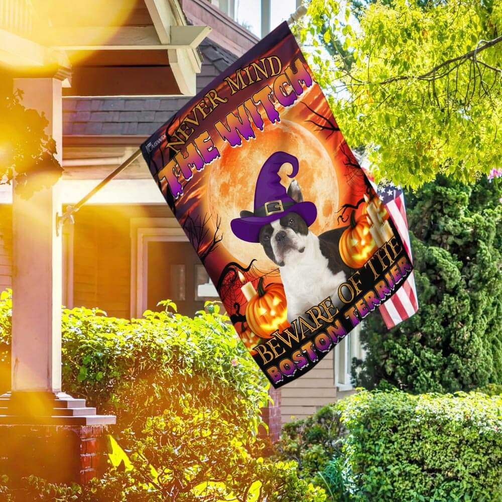 Halloween Beware Of The Boston Terrier Flag Halloween Outdoor Decor Fall Yard House Decoration