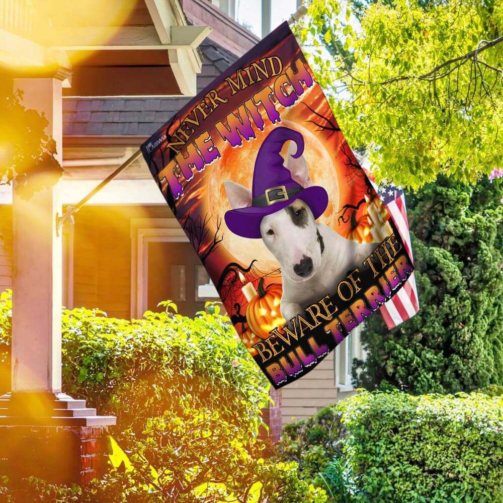 Halloween Beware Of The Bull Terrier Flag Halloween Outdoor Decor Fall Yard House Decoration