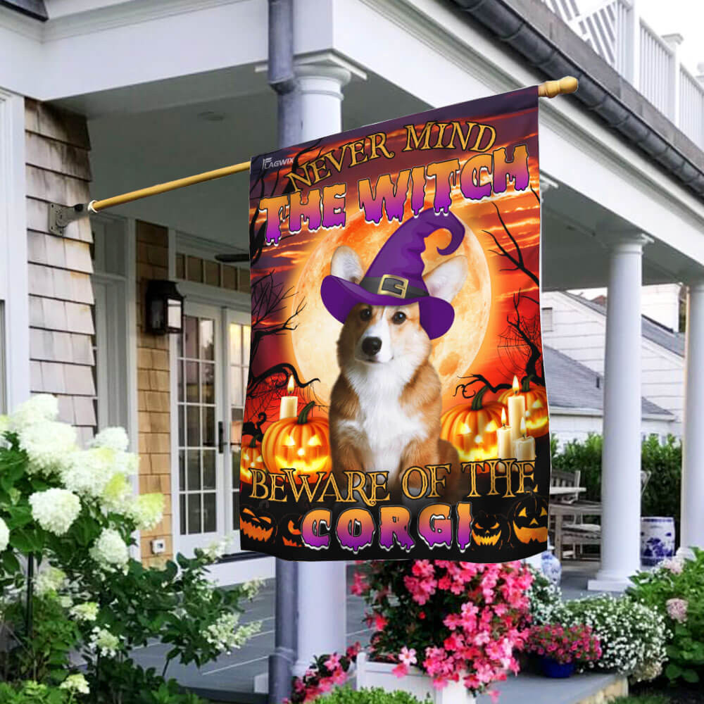 Halloween Beware Of The Corgi Flag Halloween Outdoor Decor Fall Yard House Decoration