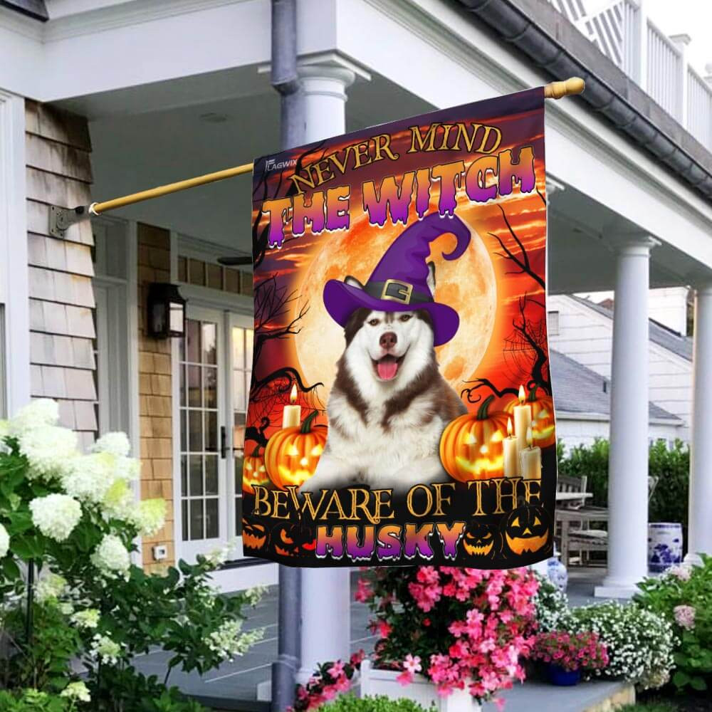 Halloween Beware Of The Husky Flag Halloween Outdoor Decor Fall Yard House Decoration