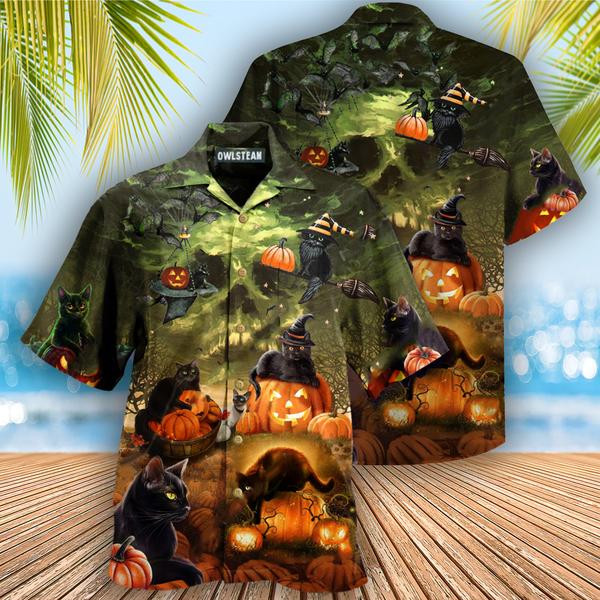 Halloween Black Cat May Luck Be Yours On Halloween Edition - Hawaiian Shirt - Hawaiian Shirt For Men