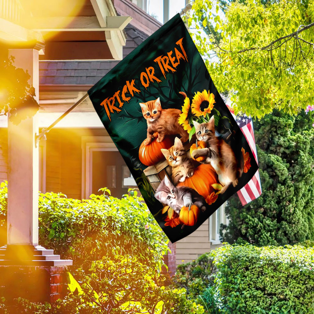 Halloween Cats Trick Or Treat Flag Halloween Outdoor Decor Fall Yard House Decoration