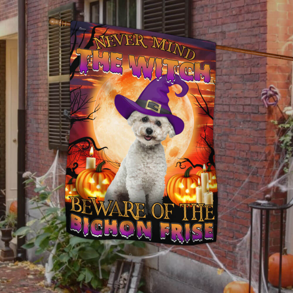 Halloween Flag Beware Of The Bichon Frise Halloween Outdoor Decor Fall Yard House Decoration