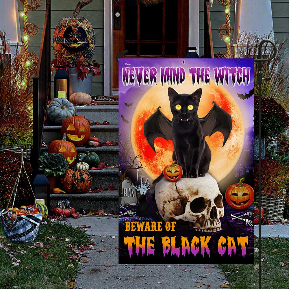 Halloween Flag Beware Of The Black Cat Halloween Outdoor Decor Fall Yard House Decoration