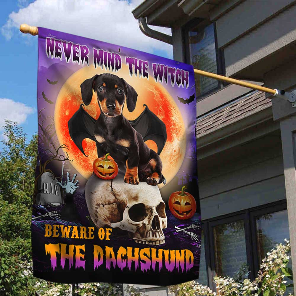 Halloween Flag Beware Of The Dachshund Halloween Outdoor Decor Fall Yard House Decoration