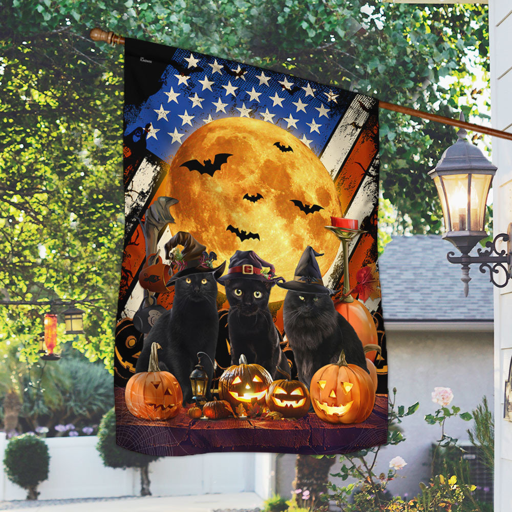 Halloween Flag Black Cats Halloween Outdoor Decor Fall Yard House Decoration