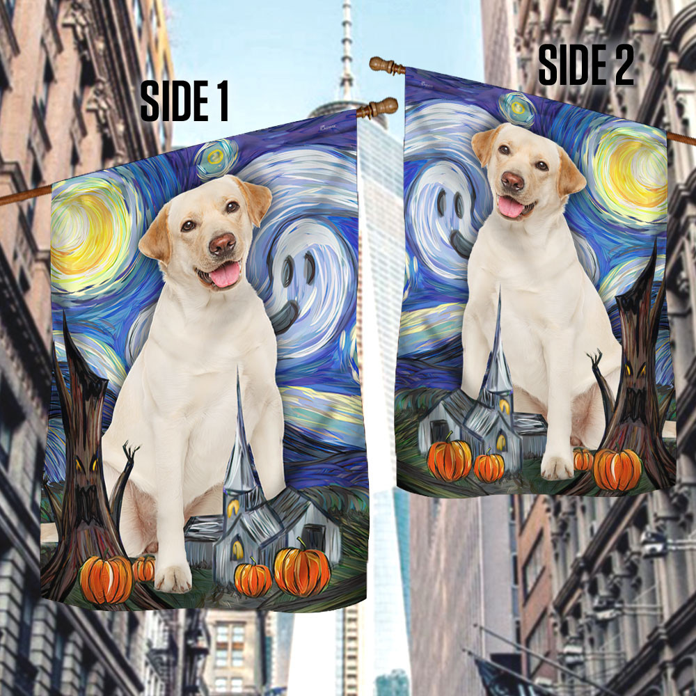 Halloween Flag Labrador Retriever Scary Starry Night Halloween Outdoor Decor Fall Yard House Decoration