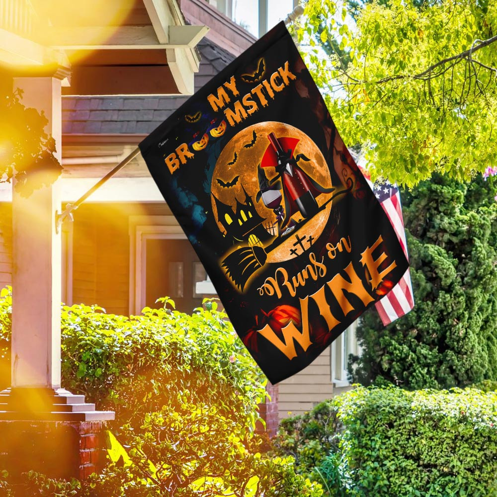 Halloween Flag My Broomstick Runs On Wine Flag Halloween Decor