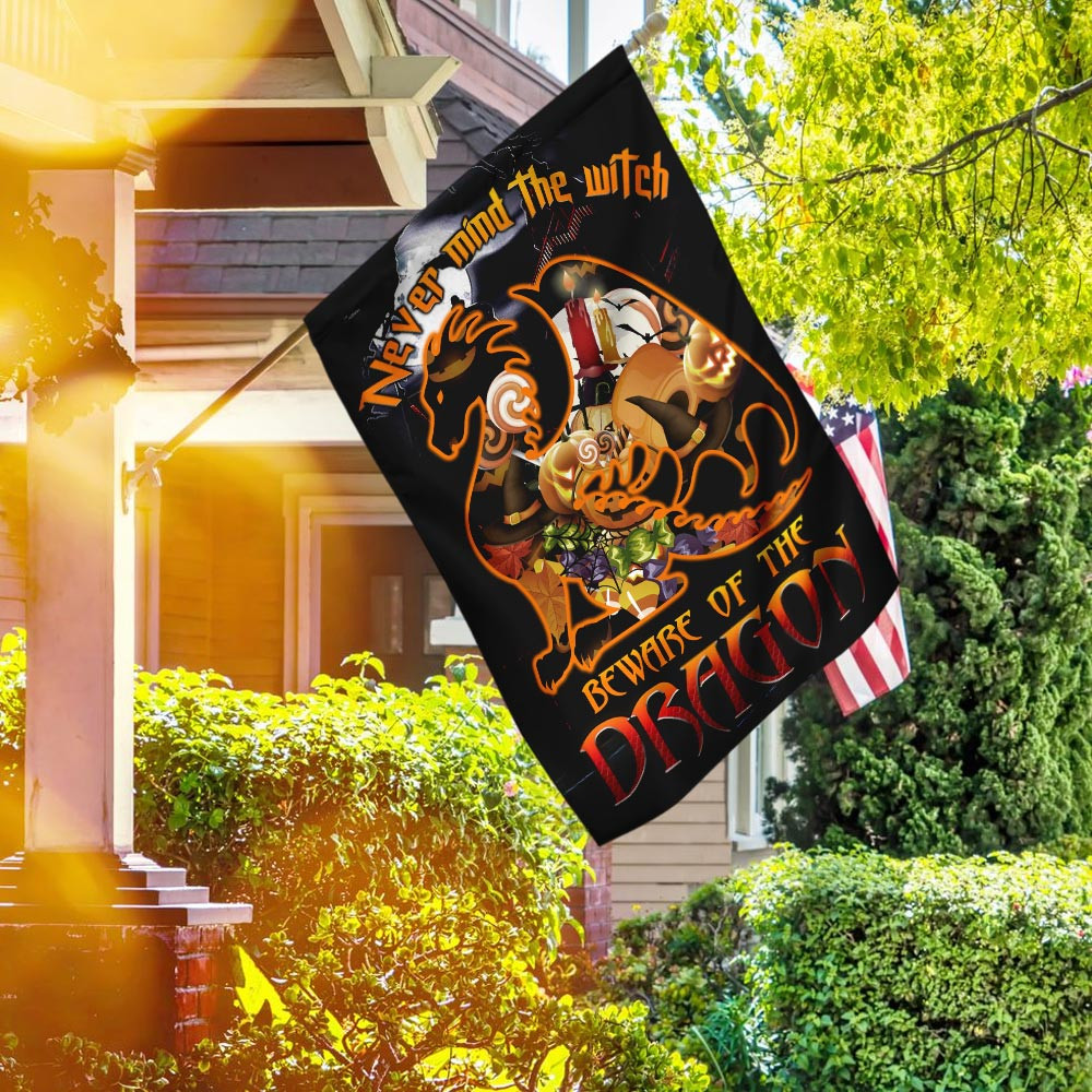 Halloween Flag Never Mind The Witch Beware Of The Dragon Flag Halloween Decor