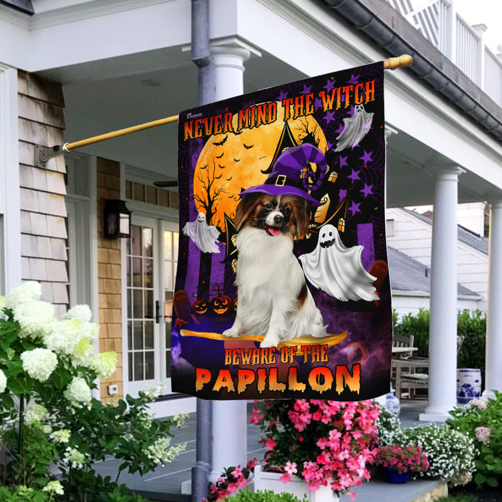 Halloween Flag Never Mind The Witch Beware Of The Papillon Flag Halloween Outdoor Decor