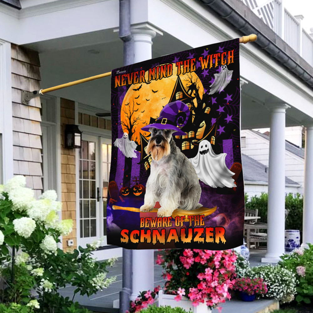 Halloween Flag Never Mind The Witch Beware Of The Schnauzer Flag Halloween Outdoor Decor