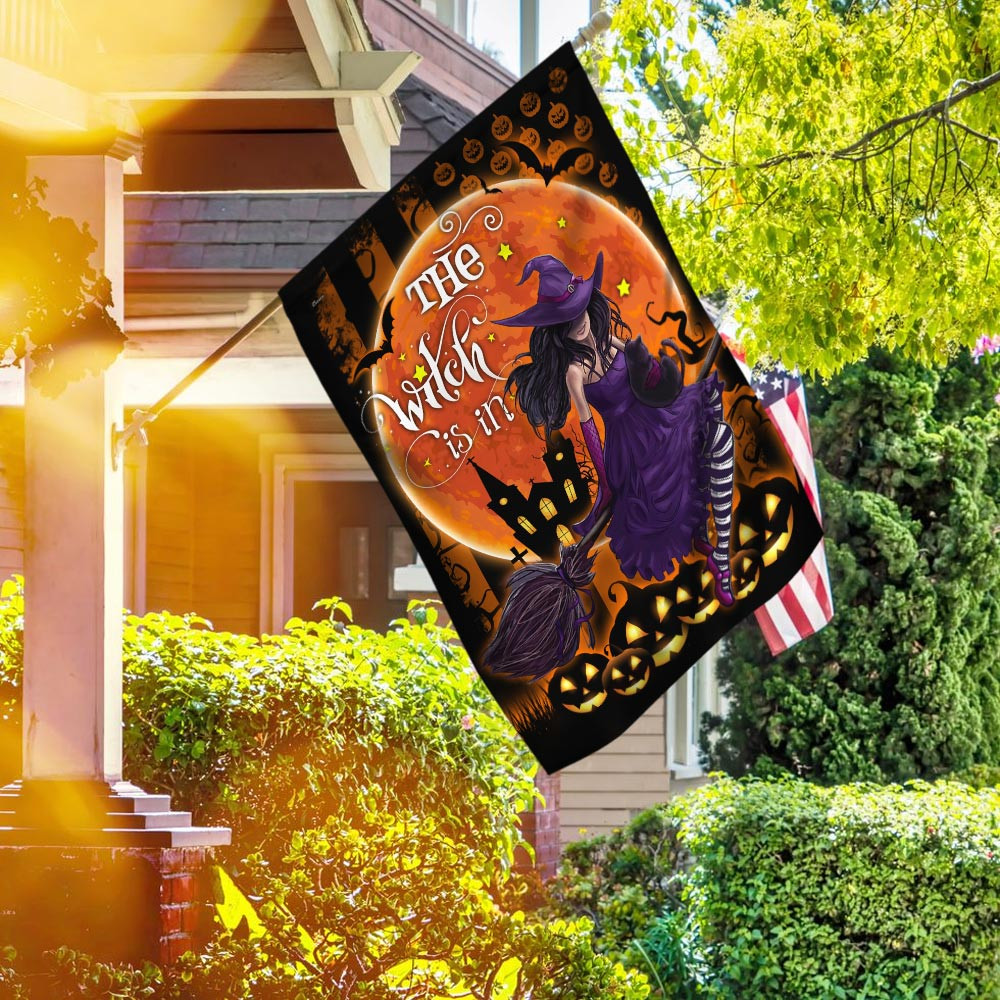 Halloween Flag The Witch Is In Halloween Outdoor Decor Fall Yard House Decoration