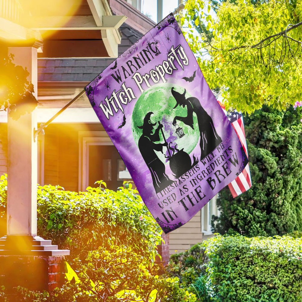 Halloween Flag The Witchs Warning Witch Property Flag Halloween Decor