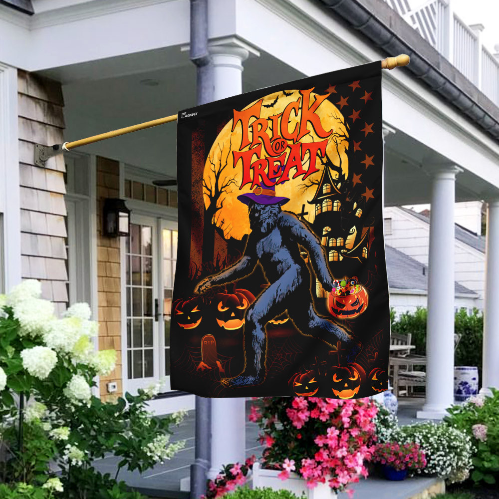 Halloween Flag Trick Or Treat Bigfoot Flag Halloween Outdoor Decor Fall Yard House Decoration