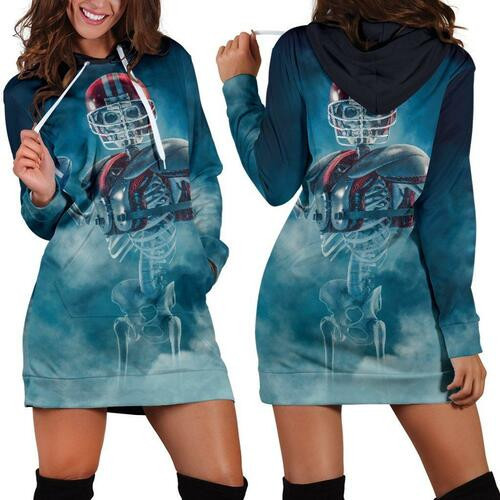 Halloween Football Hoodie Dress Sweater Dress Sweatshirt Dress 3d All Over Print For Women Hoodie