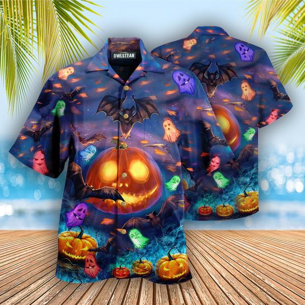 Halloween Glowing Pumpkins By Night Edition - Hawaiian Shirt - Hawaiian Shirt For Men