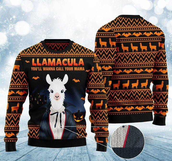 Halloween Llama Youll Wanna Call Me Your Mama Ugly Christmas Sweater Ugly Sweater For Men Women
