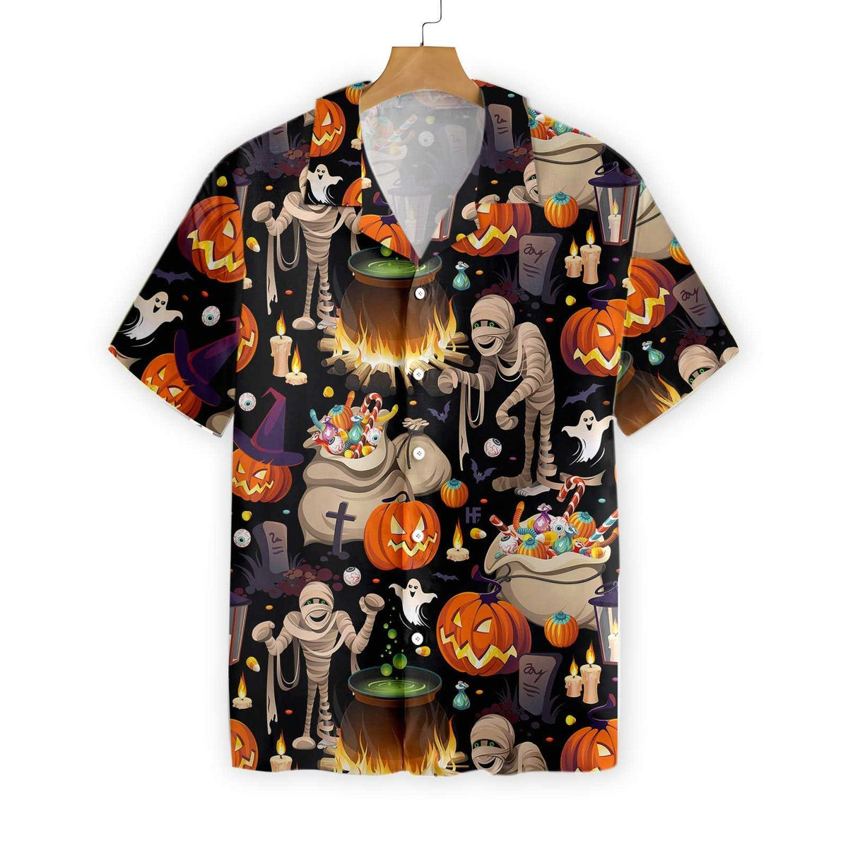 Halloween Mummy And Bags Of Sweets Hawaiian Shirt