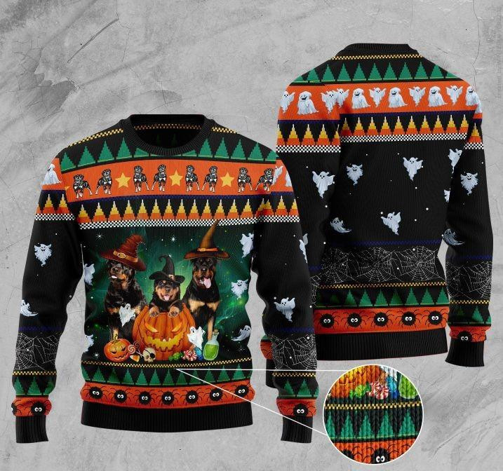 Halloween Rottweiler Ugly Christmas Sweater Ugly Sweater For Men Women, Holiday Sweater