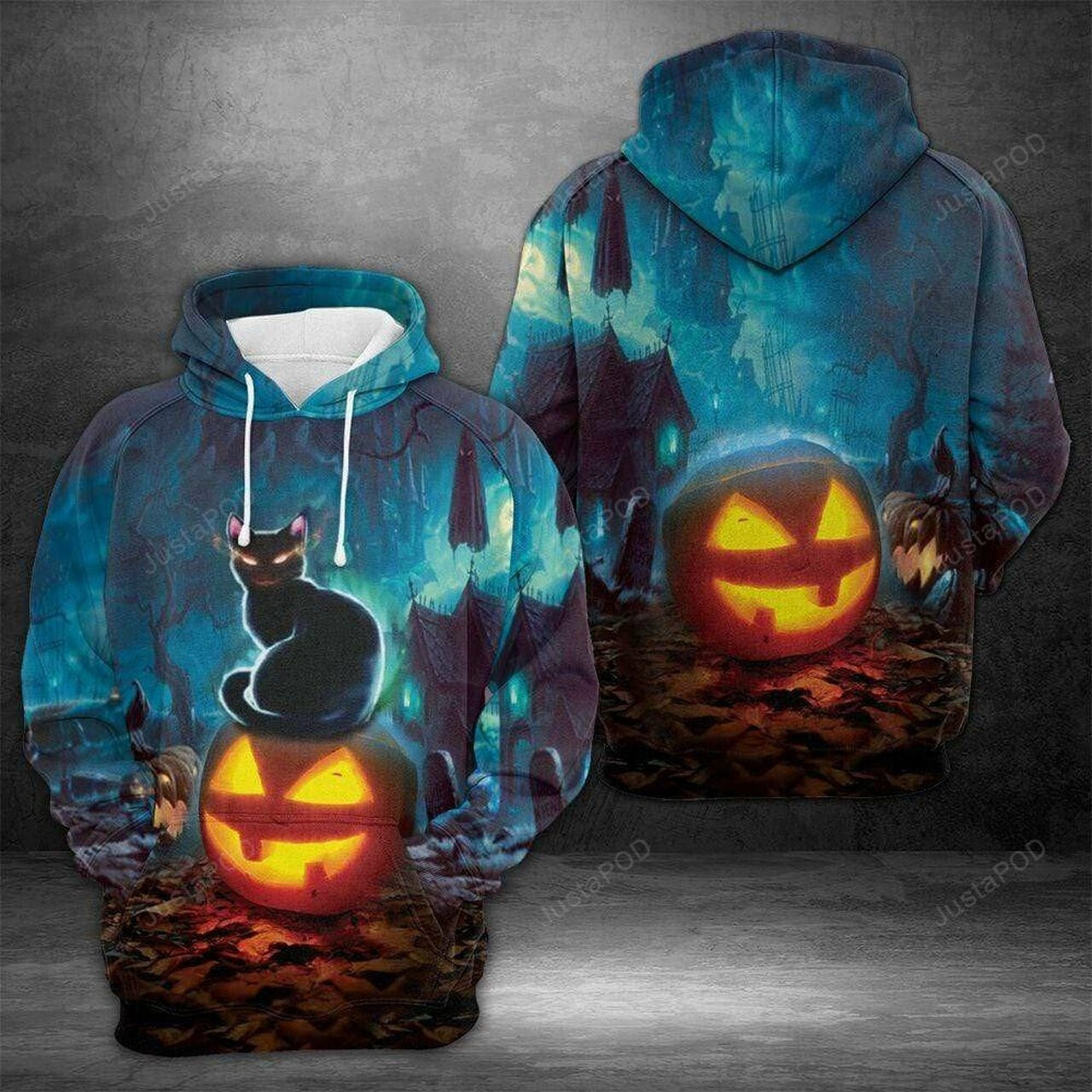 Halloween Scary Black Cat Evil Pumkin 3d All Print Hoodie