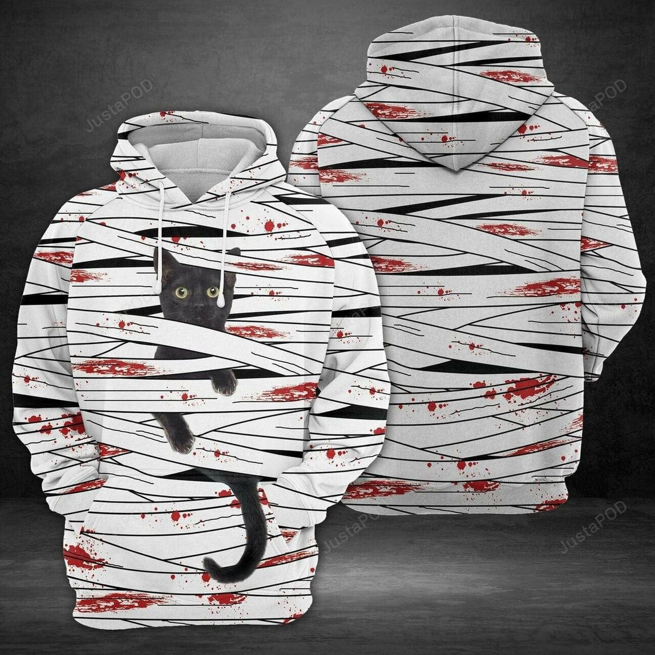 Halloween The Mummy Black Cat 3d All Print Hoodie, Zip-up Hoodie