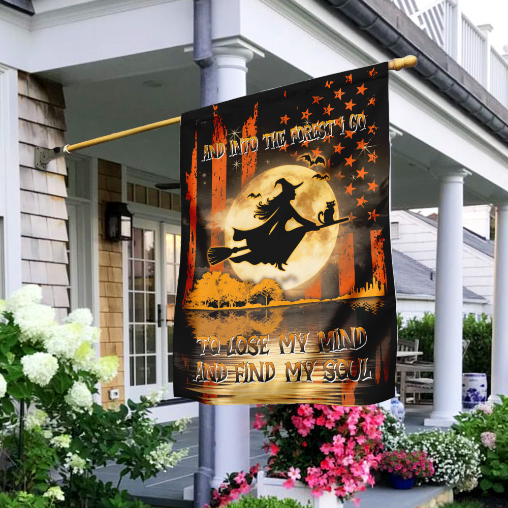 Halloween Witch And Into The Forest I Go Flag Halloween Outdoor Decor Fall Yard House Decoration