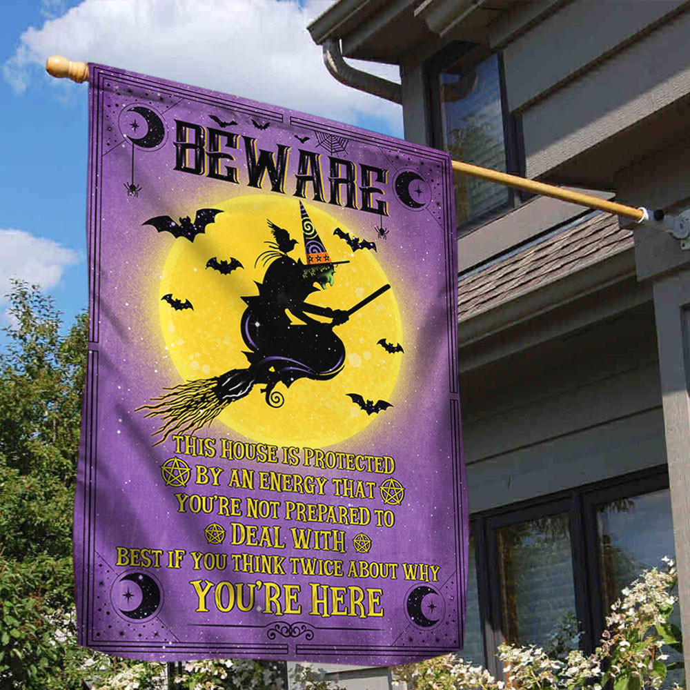 Halloween Witch Flag This House Is Protected By An Energy Halloween Outdoor Decor Fall Yard House Decoration