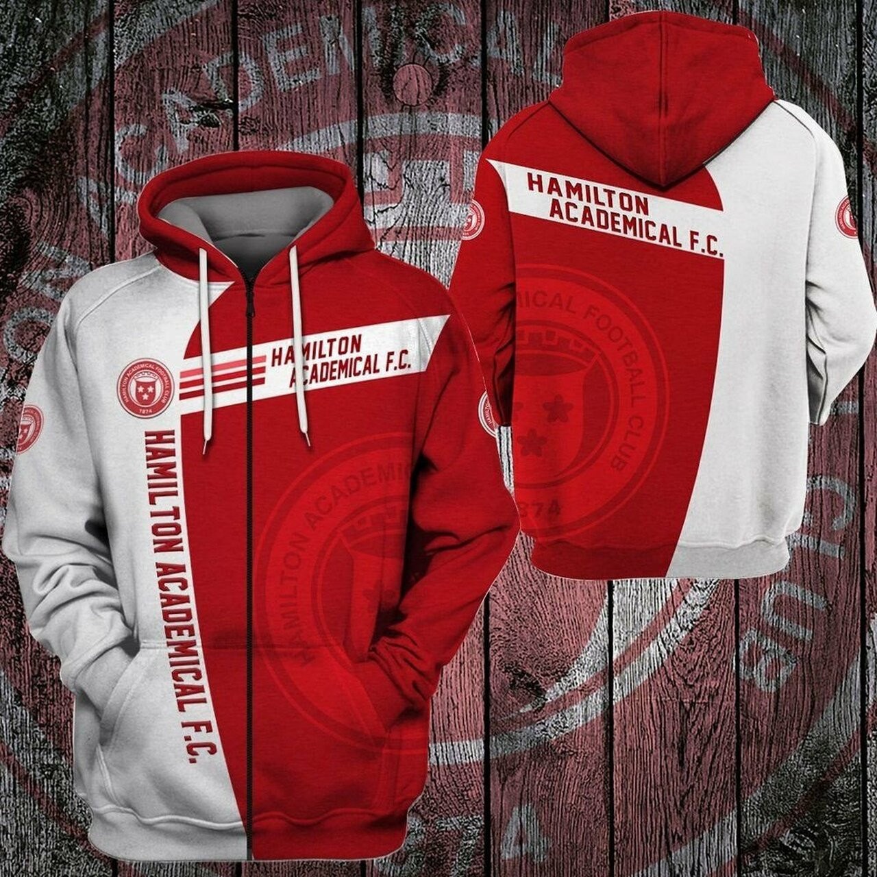 Hamilton Academical Fc 3d All Over Print Hoodie