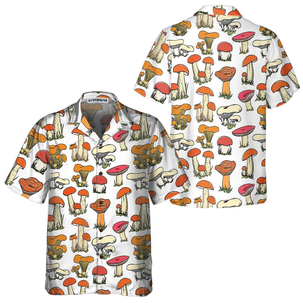 Hand Drawn Wild Mushrooms Hawaiian Shirt For Men and Women