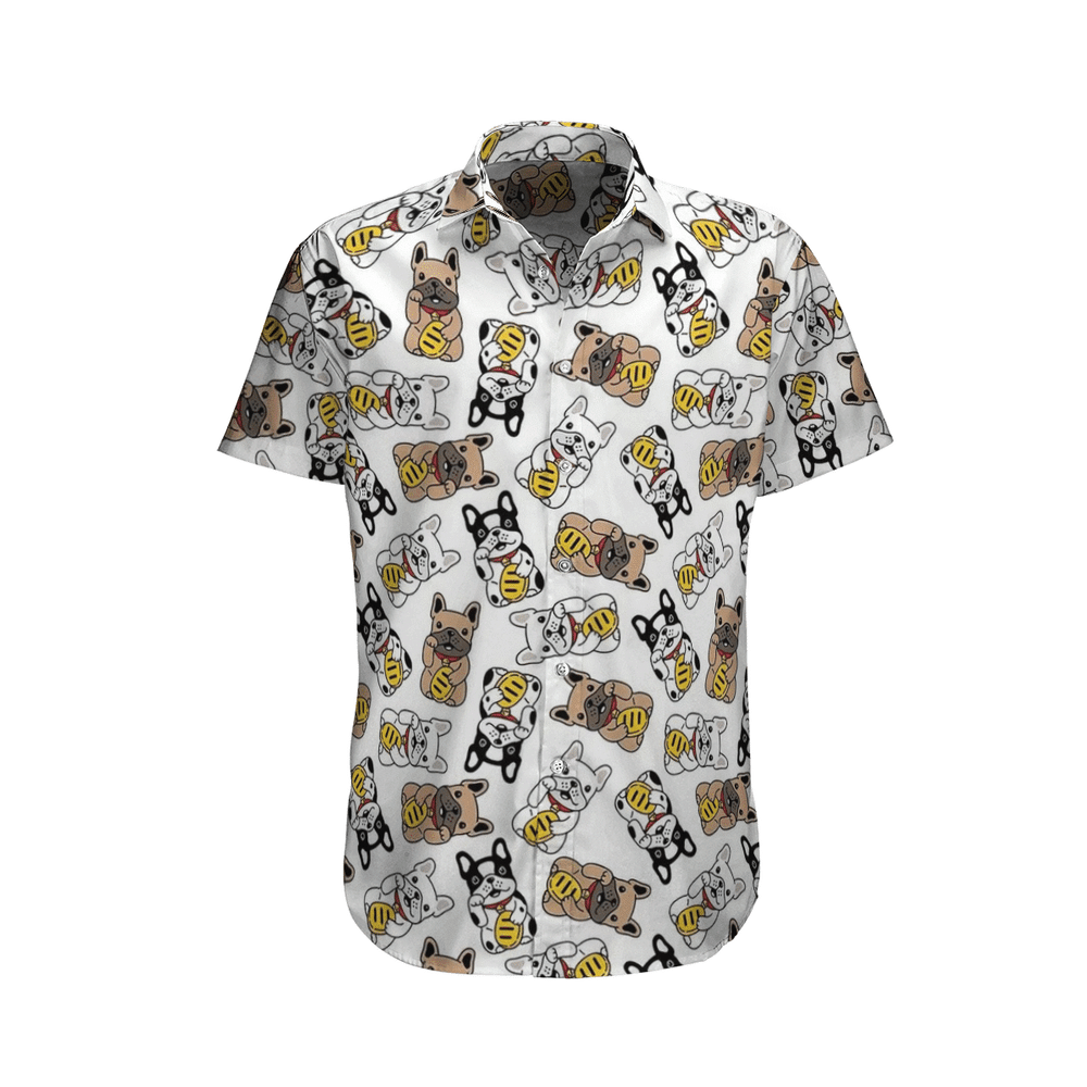 Happy French Bulldog Aloha Hawaiian Shirt Colorful Short Sleeve Summer Beach Casual Shirt For Men And Women