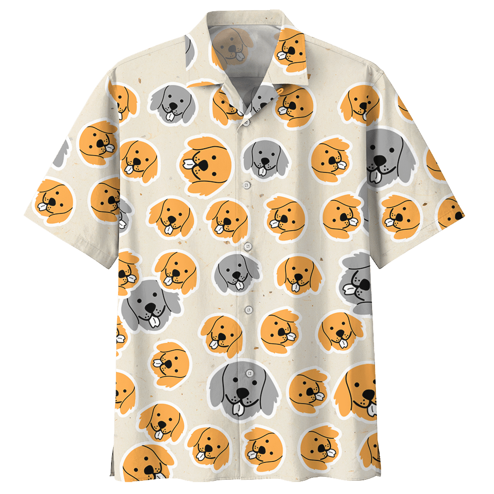 Happy Golden Retriever Dog Aloha Hawaiian Shirt Colorful Short Sleeve Summer Beach Casual Shirt For Men And Women