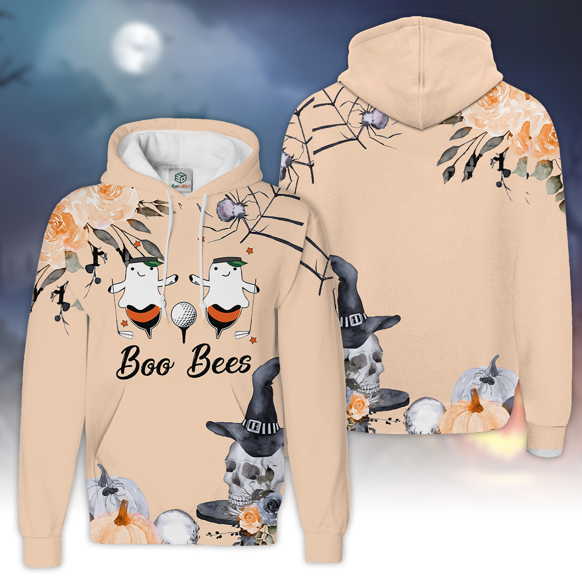 Happy Halloween Boo Orange Golfer Gift Hoodie Zipper Hoodie Shirt For Women