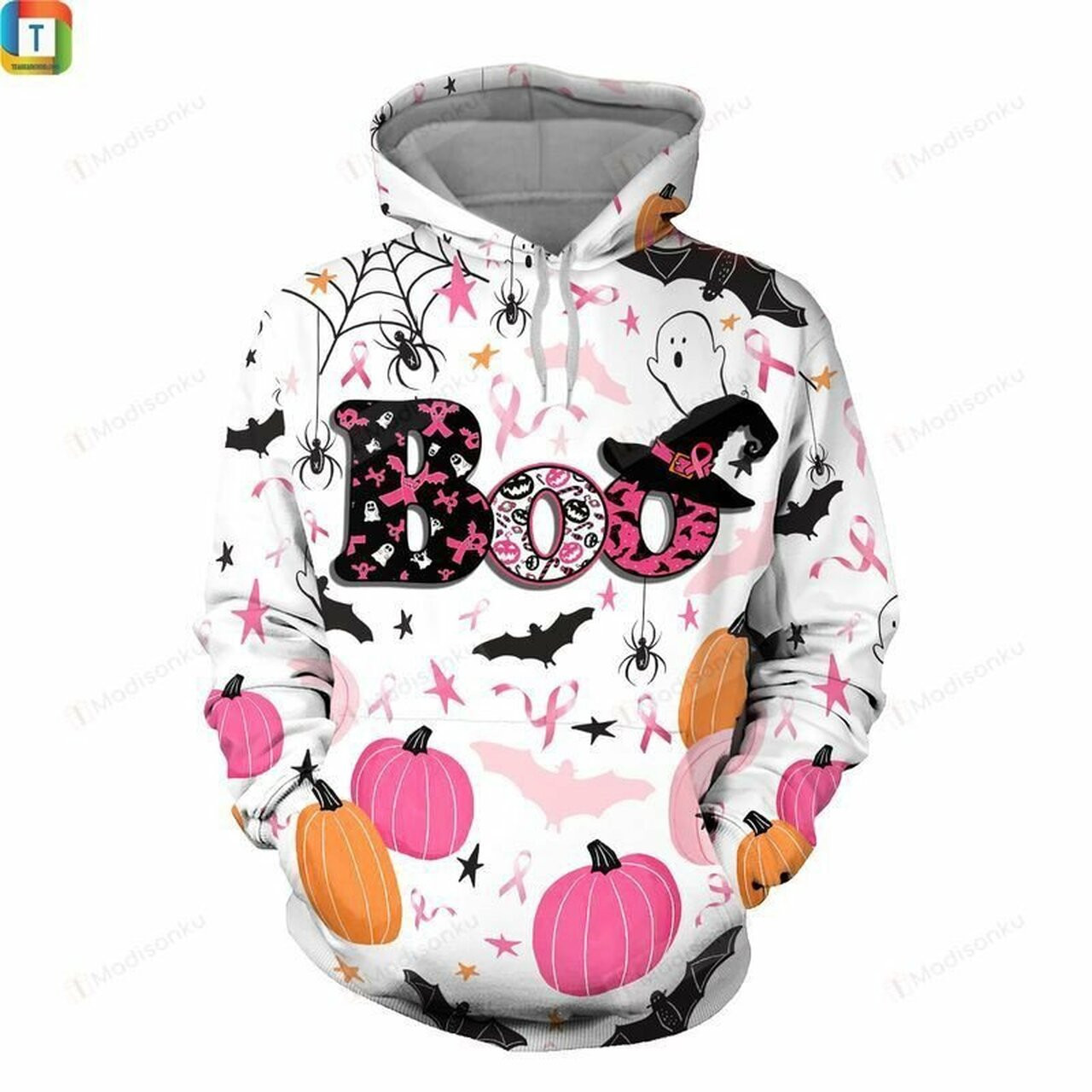 Happy Halloween Breast Cancer Awareness Boo 3d All Over Print Hoodie