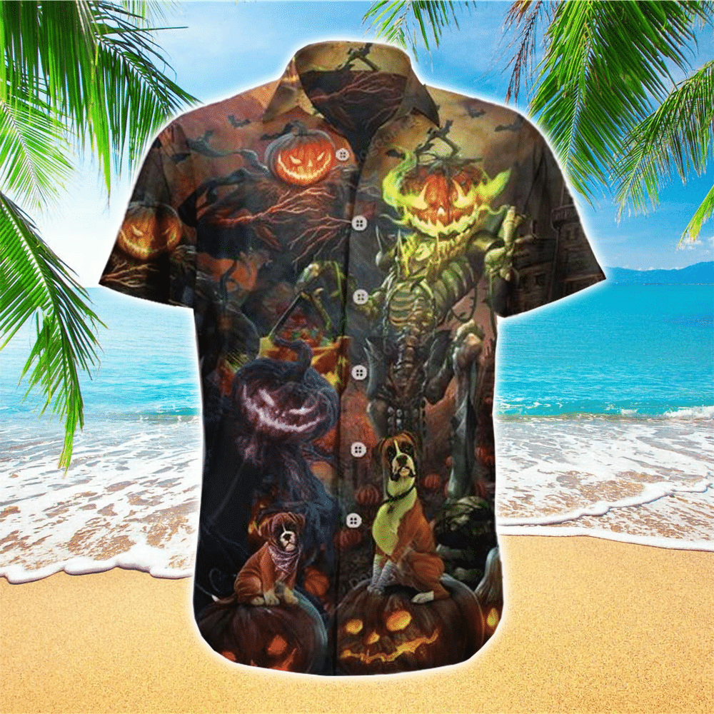 Happy Halloween With Amazing Boxer Pumpkin King The Best Gift For Dog Lovers Hawaiian Shirt for Men and Women