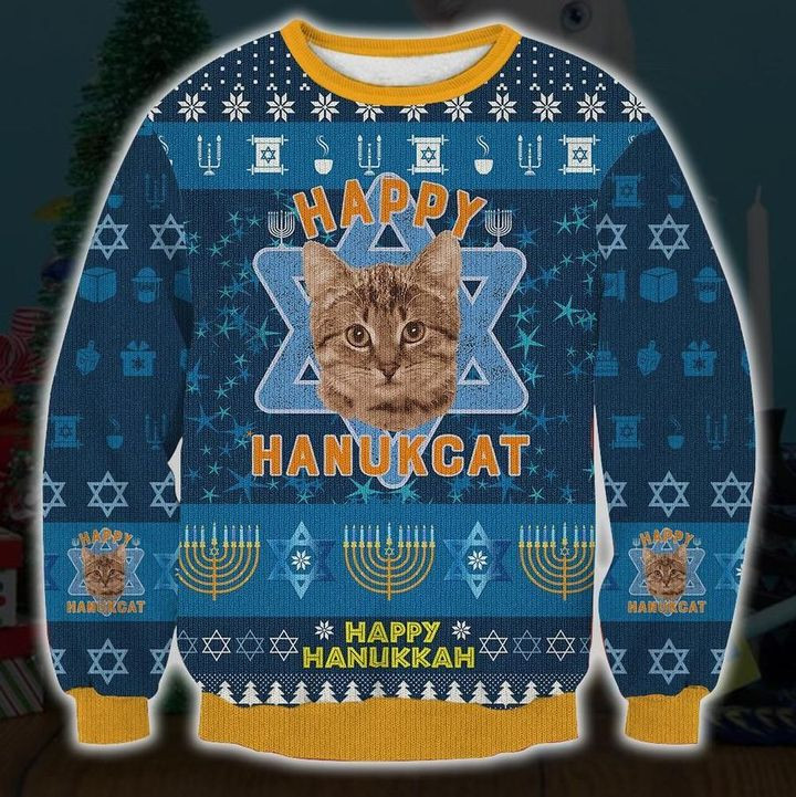 Happy Hanukcat Ugly Christmas Sweater Ugly Sweater For Men Women